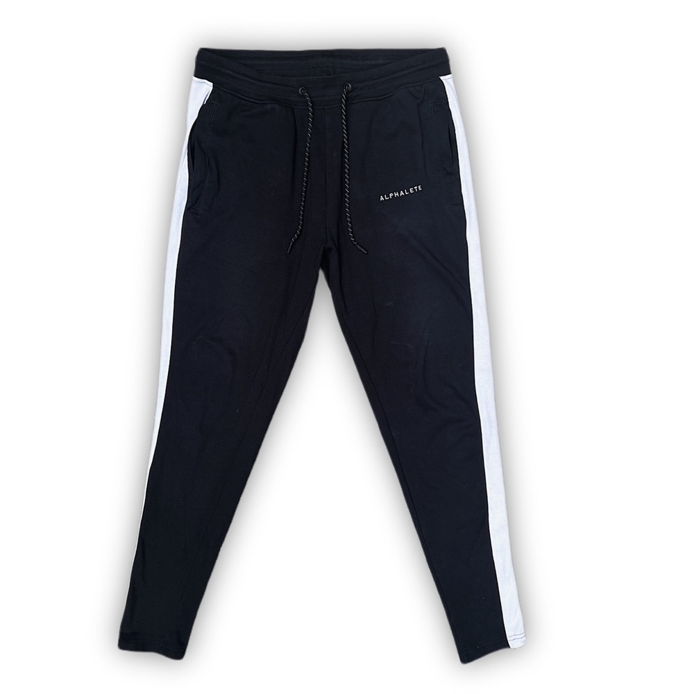 Alphalete Black White Striped Sweatpants Joggers Size Medium Workout Mens Pants